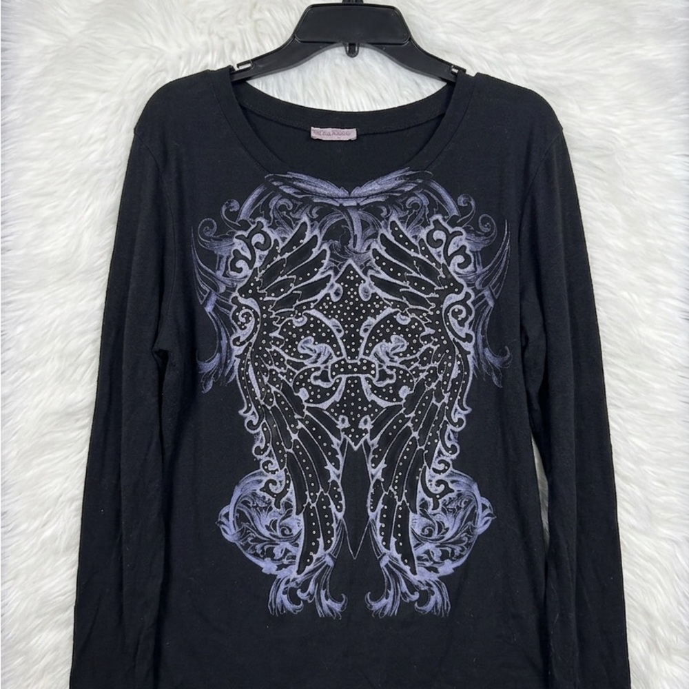 Y2K Vintage | Los Angeles Active Street Couture Black Rhinestone Long-Sleeve